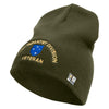 U.S. Army 23rd Infantry Division Symbol Embroidered 8 Inch Solid Knit Short Beanie Made in USA - Olive OSFM