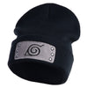 Anime Ninja Headband Embroidered 12" Long Knitted Beanie - Navy OSFM