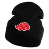 Anime Ninja Cloud Logo Embroidered 12" Long Knitted Beanie - Black OSFM
