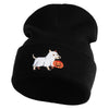 Trick Or Treat Puppy Embroidered 12" Long Knitted Beanie - Black OSFM