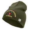 U.S. Army 34th Infantry Division Symbol Embroidered 8 Inch Solid Knit Short Beanie Made in USA - Olive OSFM