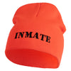Inmate Costume Symbol Embroidered 8" Acylic Short Beanie - Orange OSFM
