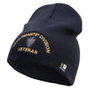 U.S. Army 36th Infantry Division Symbol Embroidered 8 Inch Solid Knit Short Beanie Made in USA - Navy OSFM