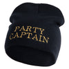 Party Captain Symbol Embroidered 8" Knitted Short Beanie - Navy OSFM
