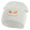 Pumpkin Jack Symbol Embroidered 8" Knitted Short Beanie - White OSFM