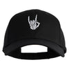 Skeleton Rock Embroidered Solid Cotton Twill Low Profile Strap Cap - Black OSFM