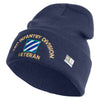 U.S. Army 3rd Infantry Division Logo Embroidered 12 Inch Solid Knit Cuff Long Beanie Made in USA - Navy OSFM