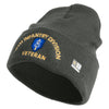 U.S. Army 8th Infantry Division Logo Embroidered 12 Inch Solid Knit Cuff Long Beanie Made in USA - Charcoal OSFM