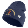 U.S. Army 34th Infantry Division Logo Embroidered 12 Inch Solid Knit Cuff Long Beanie Made in USA - Navy OSFM