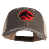 Jurassic Dinosaur Embroidered Low Profile Special Cotton Mesh Cap - Brown Khaki OSFM
