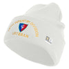 U.S. Army 38th Infantry Division Logo Embroidered 12 Inch Solid Knit Cuff Long Beanie Made in USA - White OSFM