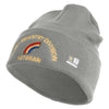 U.S. Army 42nd Infantry Division Logo Embroidered 12 Inch Solid Knit Cuff Long Beanie Made in USA - Dk-Ash OSFM