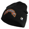 U.S. Army 2nd Ranger Battalion Logo Embroidered 12 Inch Solid Knit Cuff Long Beanie Made in USA - Black OSFM