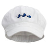 Cute Running Cat Embroidered Elastic Newsboy Cap - White OSFM