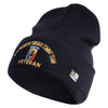 U.S. Army 86th Infantry Brigade Combat Team Logo Embroidered 12 Inch Solid Knit Cuff Long Beanie Made in USA - Navy OSFM