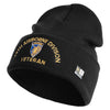 U.S. Army 13th Airborne Divison Logo Embroidered 12 Inch Solid Knit Cuff Long Beanie Made in USA - Black OSFM