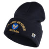 U.S. Army Air Force Logo Embroidered 12 Inch Solid Knit Cuff Long Beanie Made in USA - Navy OSFM
