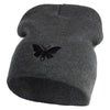 Mothman Silhouette Symbol Embroidered 8 Inch Knitted Short Beanie - Dark Grey OSFM