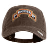 U.S. Army 1st Ranger Battalion Embroidered Washed Solid Pigment Dyed Cotton Twill Brass Buckle Cap - Brown OSFM