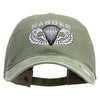 U.S. Army Paratrooper and Ranger Badge Embroidered Washed Solid Pigment Dyed Cotton Twill Brass Buckle Cap - Olive OSFM