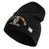 U.S. Army 256th Infantry Brigade Combat Team Symbol Embroidered 8 Inch Solid Knit Short Beanie Made in USA - Black OSFM