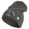 U.S. Army 442nd Infantry Regiment Symbol Embroidered 8 Inch Solid Knit Short Beanie Made in USA - Charcoal OSFM