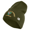 U.S. Army 75 Ranger Regiment Symbol Embroidered 8 Inch Solid Knit Short Beanie Made in USA - Olive OSFM