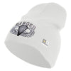 U.S. Army Paratrooper and Ranger Badge Symbol Embroidered 8 Inch Solid Knit Short Beanie Made in USA - White OSFM