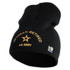 Star US Army Veteran Retired Symbol Embroidered 8 Inch Solid Knit Short Beanie Made in USA - Black OSFM
