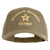Star US Army Veteran Retired Embroidered Solid Cotton Twill Low Profile Strap Cap - Khaki OSFM