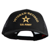 Star US Army Veteran Retired Embroidered Solid Cotton Twill Mesh Prostyle Cap - Black OSFM