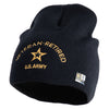 Star US Army Veteran Retired Symbol Embroidered 8 Inch Knitted Short Beanie - Black OSFM