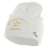 Star US Army Veteran Retired Symbol Embroidered 8 Inch Knitted Short Beanie - White OSFM