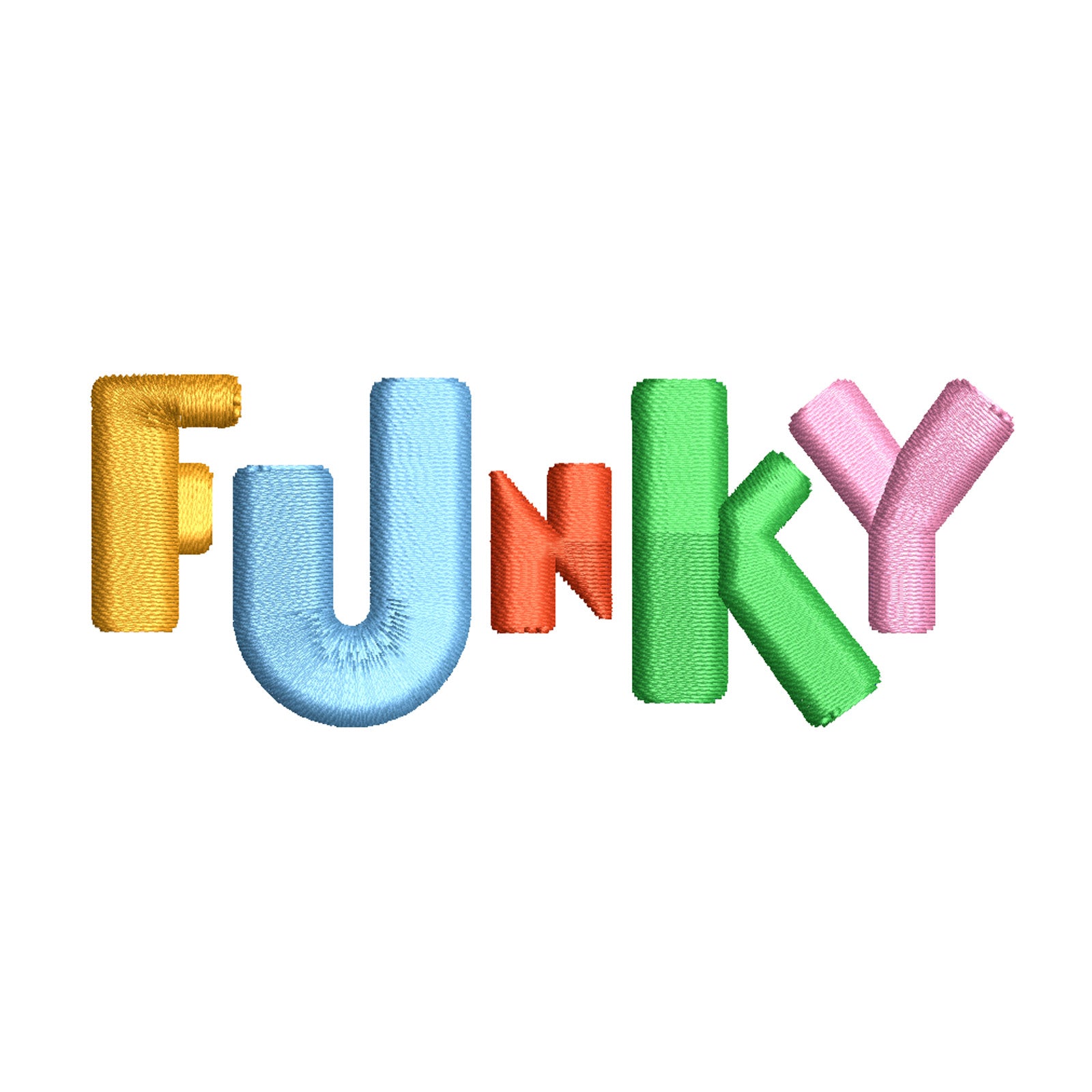 Funkey Logo Colorful Funky Logo | Word Digitized Embroidery Design | e4Hats ...