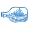 Aqua Ship and Bottle digitized embroidery design