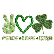 Peace Love Irish digitized embroidery design