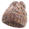 Women's Cuff Designed Long Beanie - Brown-Mix OSFM