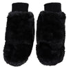 Women's Faux Fur Split Hand Mittens - Black OSFM