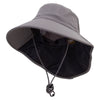 UPF 50+ Wide Brim Sun Hat With Neck Flap - Grey M-L