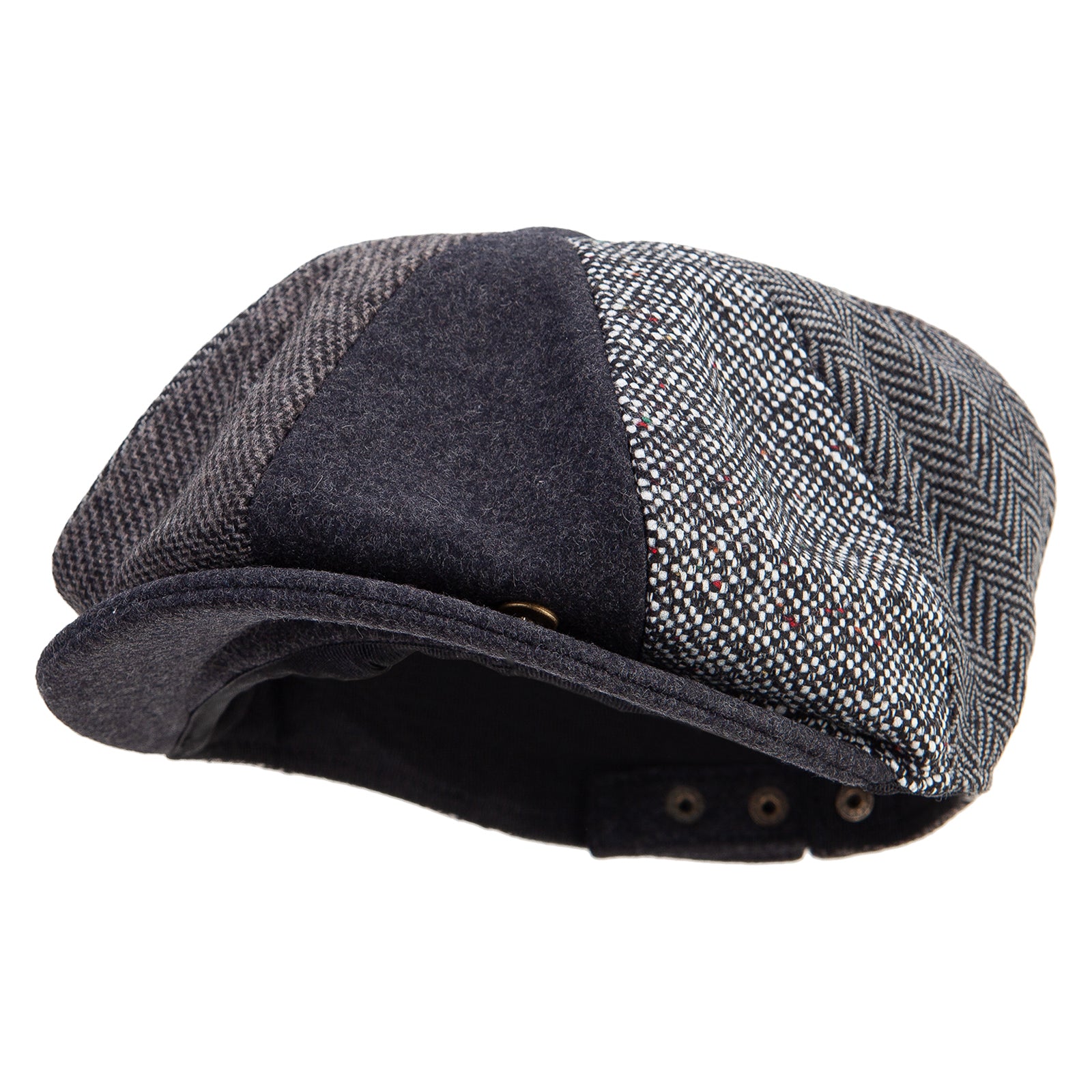 Men s 8 Panel Patch Work Newsboy Cap Grey XL