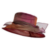 Red Ombre Medium Brim Organza Hat With Flower Detail and Mini Pearls - Red OSFM