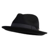 Wool Felt 2" Upturned Brim Fedora Hat - Black M