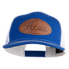 Aces Faux Leather Patched Premium Mesh Trucker Cap - Royal White OSFM