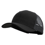 6 Panel Structured Cotton Twill Mesh Cap Made in USA - Black OSFM