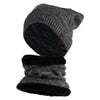 Diamond Pattern Knit Slouchy Beanie with Neck Warmer - Charcoal OSFM