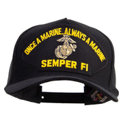 Licensed U.S. Marine OMAM Semper Fi Patched Snapback Hat Made in USA - Black OSFM