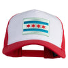 Chicago Flag Patched 5 Panel Pet Spun Mesh Cap - White-Red OSFM