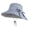 Women's Striped Undergrown and Bow Crushable Bucket Hat - Grey OSFM