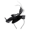 Women's Sinamay Ribbon Feather Quill Fascinator - Black OSFM