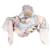 Women's Tribal Print White Frayed Edges Summer Scarf - Pink OSFM